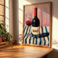 Baga – on Striped Tablecloth, Portuguese Wine Illustration, clean layout with no caption