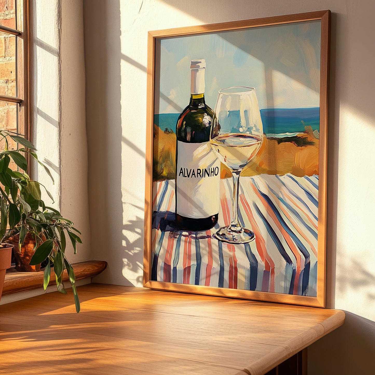 Alvarinho – Portuguese Seaside Scene, Portuguese Wine Illustration, clean layout with no caption