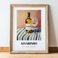 Alvarinho – on Striped Tablecloth, Portuguese Wine Still Life, in wooden frame leaning on the floor
