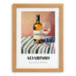 Alvarinho – on Striped Tablecloth, Portuguese Wine Still Life, set in oak frame