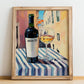 Arinto – Portuguese Outdoor Café Scene, Portuguese Wine Still Life, no-text version framed in wood