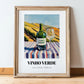 Vinho Verde – Portuguese Hillside Café View, Portuguese Wine Wall Decor, in wooden frame leaning on the floor