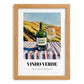 Vinho Verde – Portuguese Hillside Café View, Portuguese Wine Wall Decor, set in oak frame