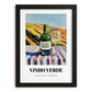 Vinho Verde – Portuguese Hillside Café View, Portuguese Wine Wall Decor, in sleek black frame
