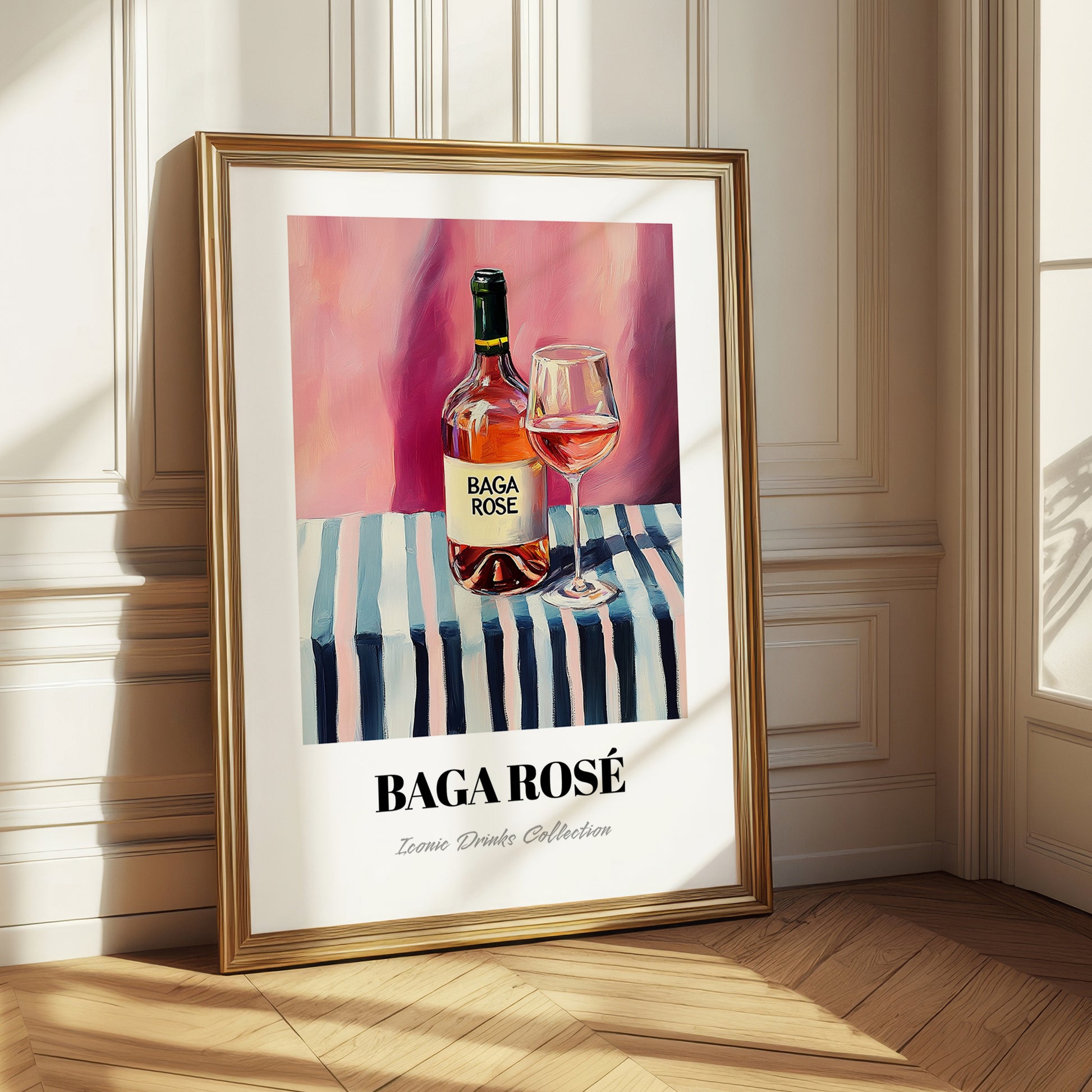 Baga Rosé – on Striped Tablecloth, Portuguese Wine Still Life