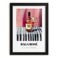 Baga Rosé – on Striped Tablecloth, Portuguese Wine Still Life, in sleek black frame