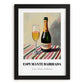 Espumante Bairrada – on Striped Tablecloth, Portuguese Sparkling Wine Painting, in sleek black frame