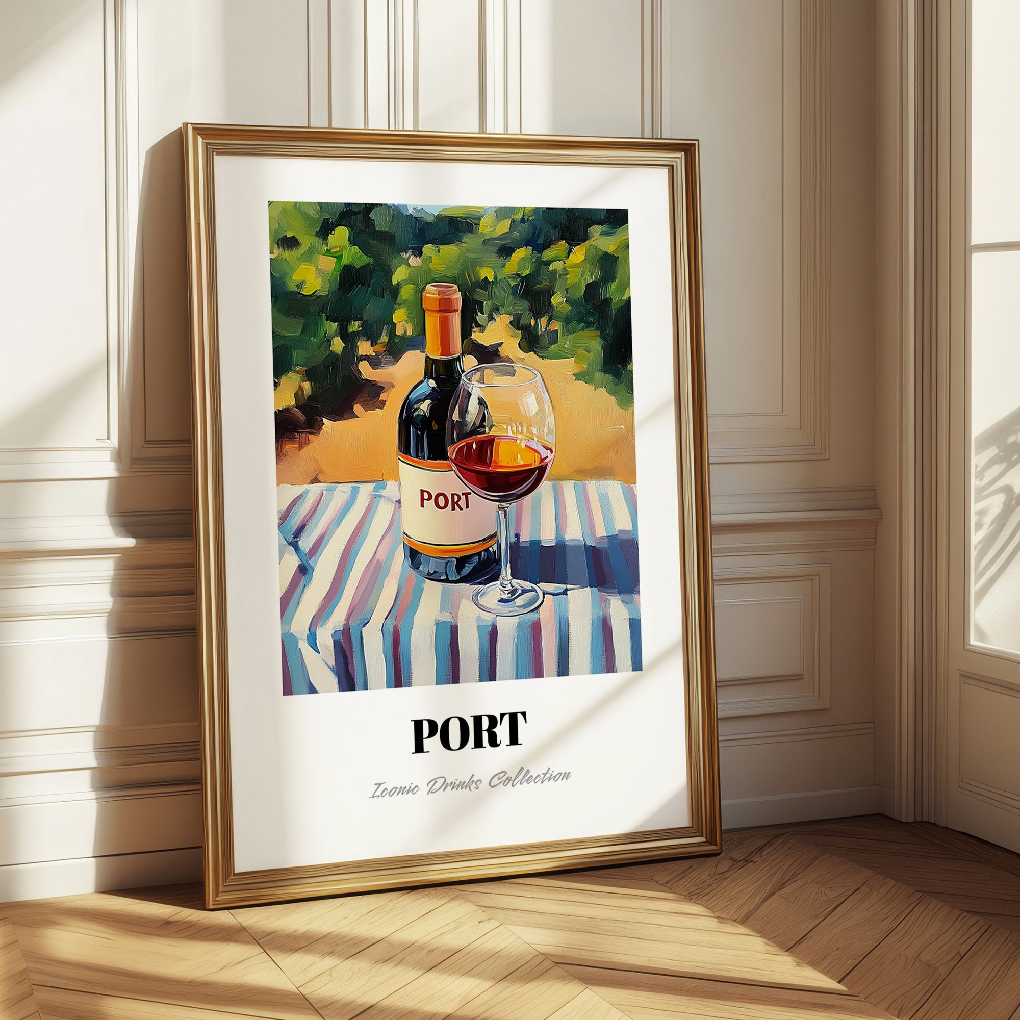 Port – Portuguese Hillside Café View, Portuguese Dessert Wine Wall Art