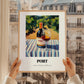 Port – Portuguese Hillside Café View, Portuguese Dessert Wine Wall Art, styled in a charming Paris street view