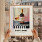 Tawny Port – on Striped Tablecloth, Portuguese Dessert Wine Wall Decor, styled in a charming Paris street view
