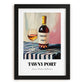 Tawny Port – on Striped Tablecloth, Portuguese Dessert Wine Wall Decor, in sleek black frame