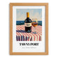Tawny Port – Portuguese Coastal Café Moment, Portuguese Dessert Wine Wall Art, set in oak frame