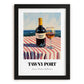 Tawny Port – Portuguese Coastal Café Moment, Portuguese Dessert Wine Wall Art, in sleek black frame