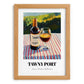 Tawny Port – Portuguese Hilltop Café Scene, Portuguese Dessert Wine Wall Decor, set in oak frame