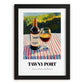 Tawny Port – Portuguese Hilltop Café Scene, Portuguese Dessert Wine Wall Decor, in sleek black frame