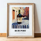Ruby Port – Portuguese Street Café Scene, Portuguese Dessert Wine Print, in wooden frame leaning on the floor