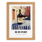 Ruby Port – Portuguese Street Café Scene, Portuguese Dessert Wine Print, set in oak frame