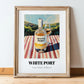 White Port – Portuguese Hilltop Café Scene, Portuguese Dessert Wine Illustration, in wooden frame leaning on the floor