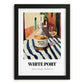 White Port – Portuguese Urban Café Scene, Portuguese Dessert Wine Wall Decor, in sleek black frame