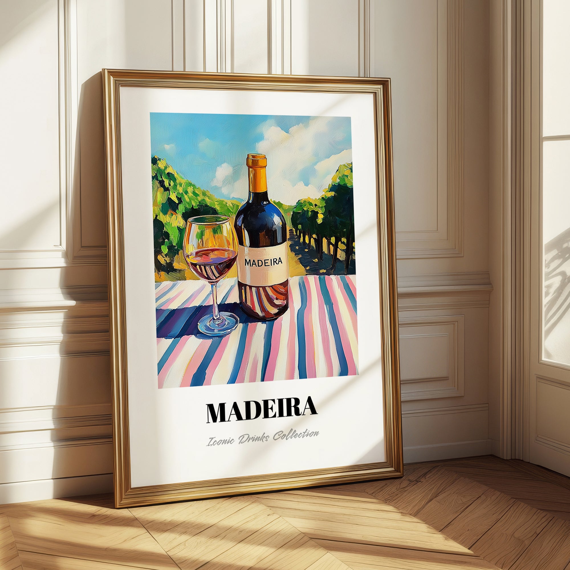 Madeira – Portuguese Hilltop Café Scene, Portuguese Dessert Wine Poster