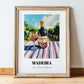 Madeira – Portuguese Hilltop Café Scene, Portuguese Dessert Wine Poster, in wooden frame leaning on the floor
