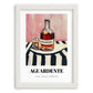 Aguardente – on Striped Tablecloth, Portuguese Spirit Wall Decor, placed in minimal white frame
