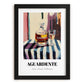 Aguardente – Portuguese Outdoor Café Scene, Portuguese Spirit Painting, in sleek black frame