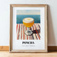 Poncha – Portuguese Coastal Café Moment, Portuguese Cocktail Illustration, in wooden frame leaning on the floor