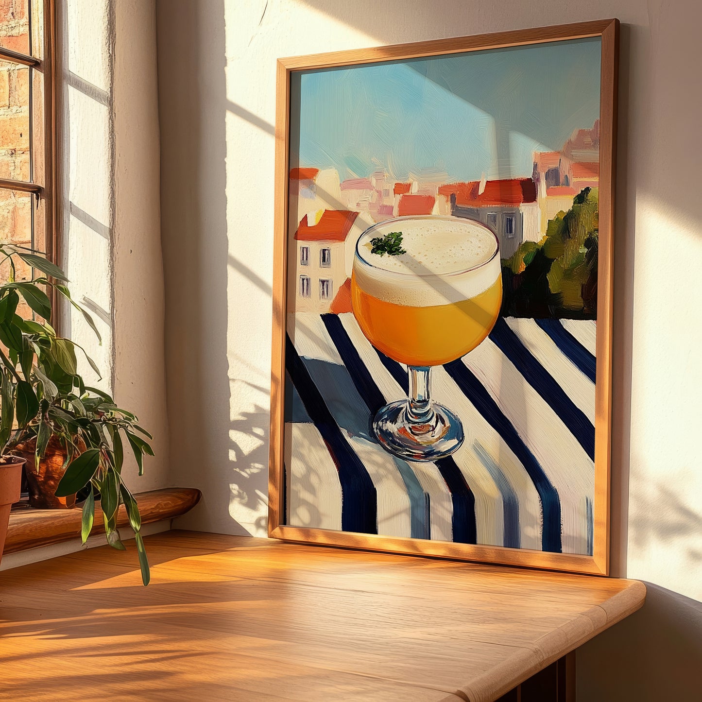 Poncha – Portuguese Outdoor Café Scene, Portuguese Cocktail Painting, clean layout with no caption