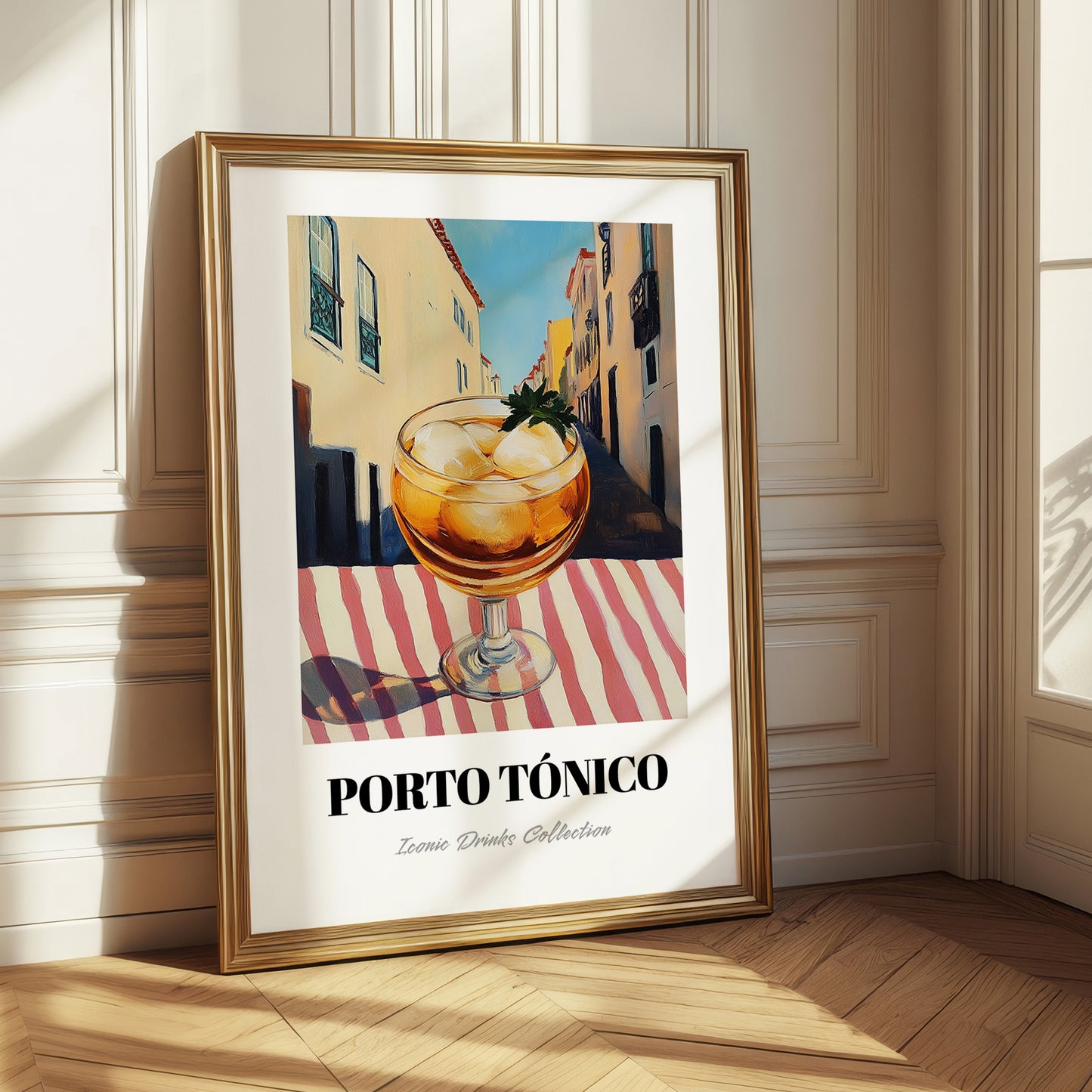 Porto Tónico – Portuguese Outdoor Café Scene, Portuguese Cocktail Illustration