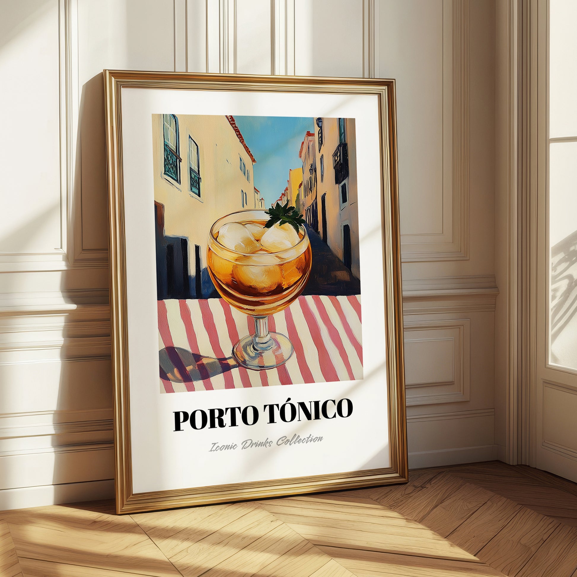 Porto Tónico – Portuguese Outdoor Café Scene, Portuguese Cocktail Illustration