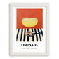 Limonada – on Striped Tablecloth, Portuguese Lemonade Decor, placed in minimal white frame