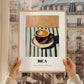 Bica – on Striped Tablecloth, Portuguese Coffee Still Life, styled in a charming Paris street view