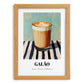 Galão – on Striped Tablecloth, Portuguese Coffee Wall Decor, set in oak frame