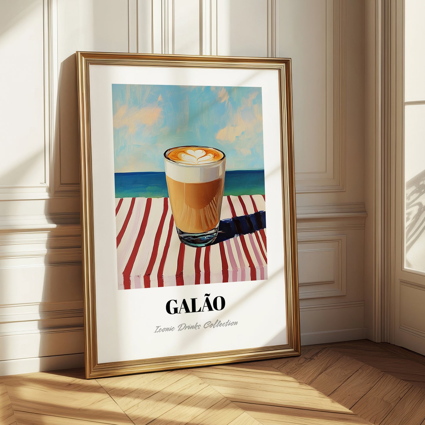 Galão – Portuguese Coastal Café Moment, Portuguese Coffee Painting