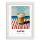 Galão – Portuguese Coastal Café Moment, Portuguese Coffee Painting, placed in minimal white frame