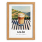 Galão – Portuguese Hillside Café View, Portuguese Coffee Illustration, set in oak frame