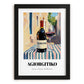 Agiorgitiko – Greek Café on the Corner, Greek Wine Wall Decor, in sleek black frame