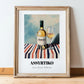 Assyrtiko – on Striped Tablecloth, Greek Wine Painting, in wooden frame leaning on the floor