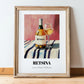 Retsina – on Striped Tablecloth, Greek Wine Wall Poster, in wooden frame leaning on the floor