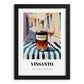 Vinsanto – Greek Urban Café Scene, Greek Wine Poster, in sleek black frame