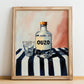 Ouzo – on Striped Tablecloth, Greek Spirit Wall Art, no-text version framed in wood