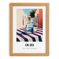 Ouzo – Greek Café on the Corner, Greek Spirit Print, set in oak frame