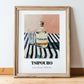 Tsipouro – on Striped Tablecloth, Greek Spirit Print, in wooden frame leaning on the floor