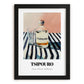 Tsipouro – on Striped Tablecloth, Greek Spirit Print, in sleek black frame