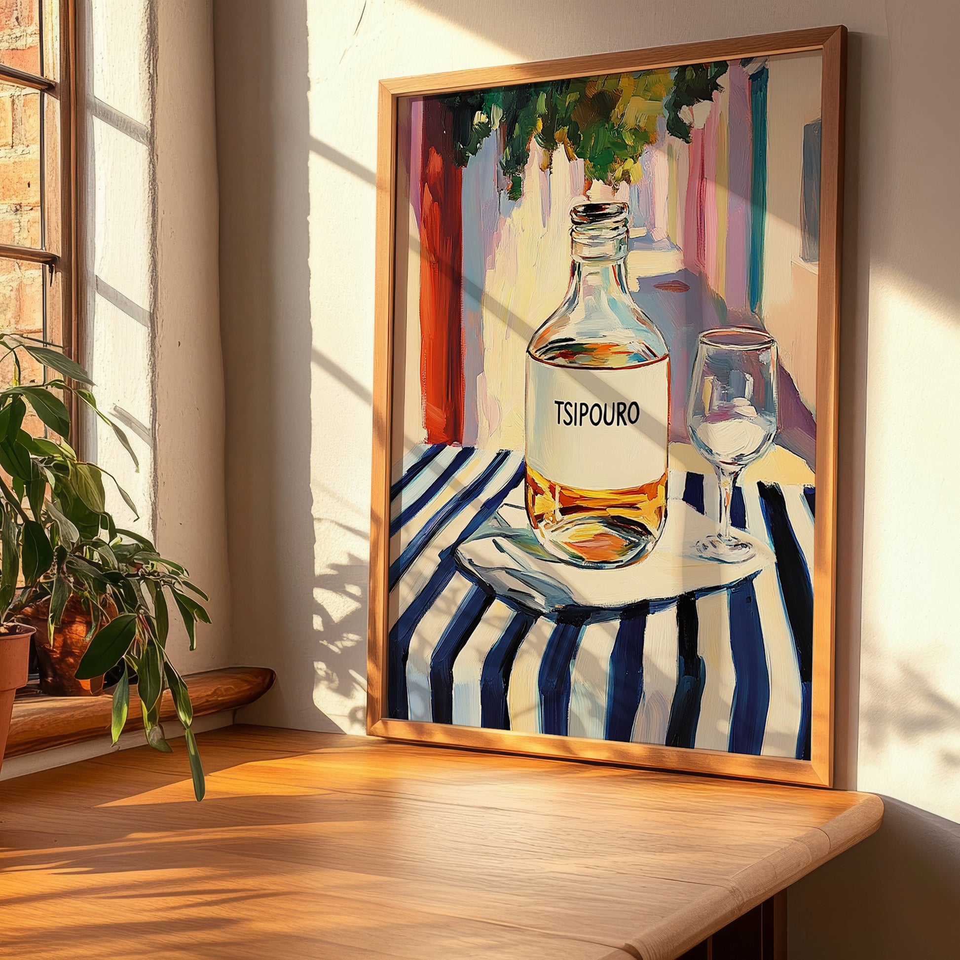 Tsipouro – Greek Street Café Scene, Greek Spirit Poster, clean layout with no caption