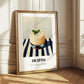 Ouzito – on Striped Tablecloth, Greek Cocktail Wall Decor