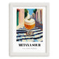 Metaxa Sour – Greek Street Café Scene, Greek Cocktail Art, placed in minimal white frame