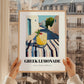 Greek Lemonade – Greek Outdoor Café Scene, Greek Lemonade Wall Poster, styled in a charming Paris street view