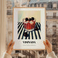 Visinada – on Striped Tablecloth, Greek Beverage Poster, styled in a charming Paris street view